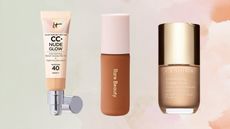 Three of the best foundation with SPF in a collage background.