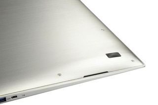 The Zenbook's resemblance to the MacBook Air extends even to the integrated rubber feet which stops the laptop from sliding a