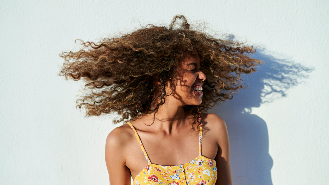 Woman with curly hair