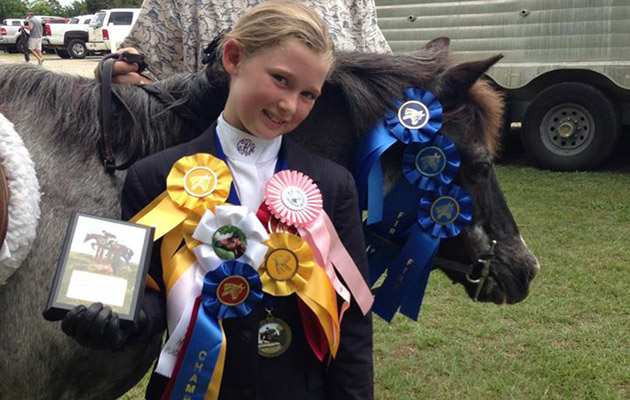 My daughter Celeste in her first show in Duson, LA 2012 with Skippy
