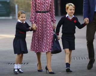 Prince George and Princess Charlotte at Thomas' Battersea Prep School on Charlotte's first day