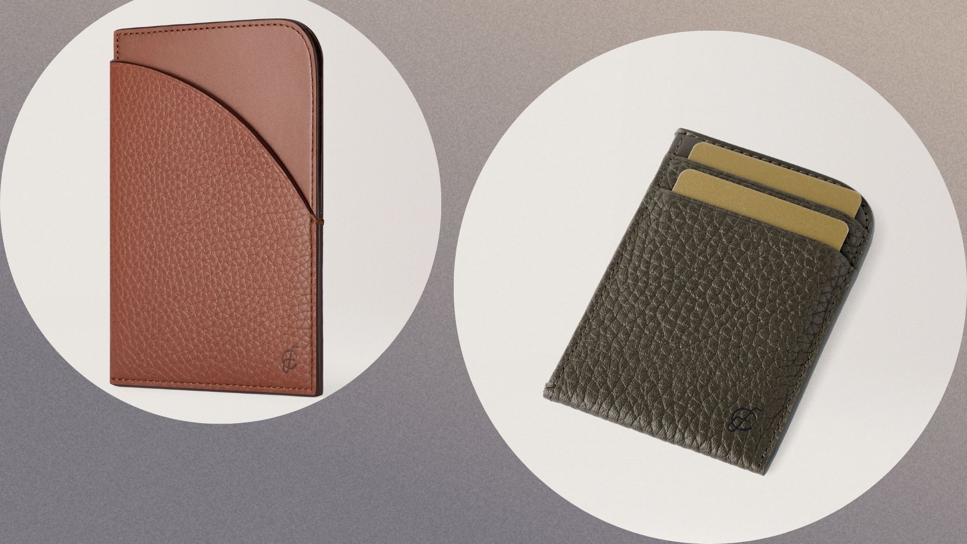 The new Clifton and Foley leather accessories from Carl Friedrik, with the Clifton in brown on the left and the Foley on the right in green