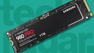 one of the best SSDs against a green TechRadar background