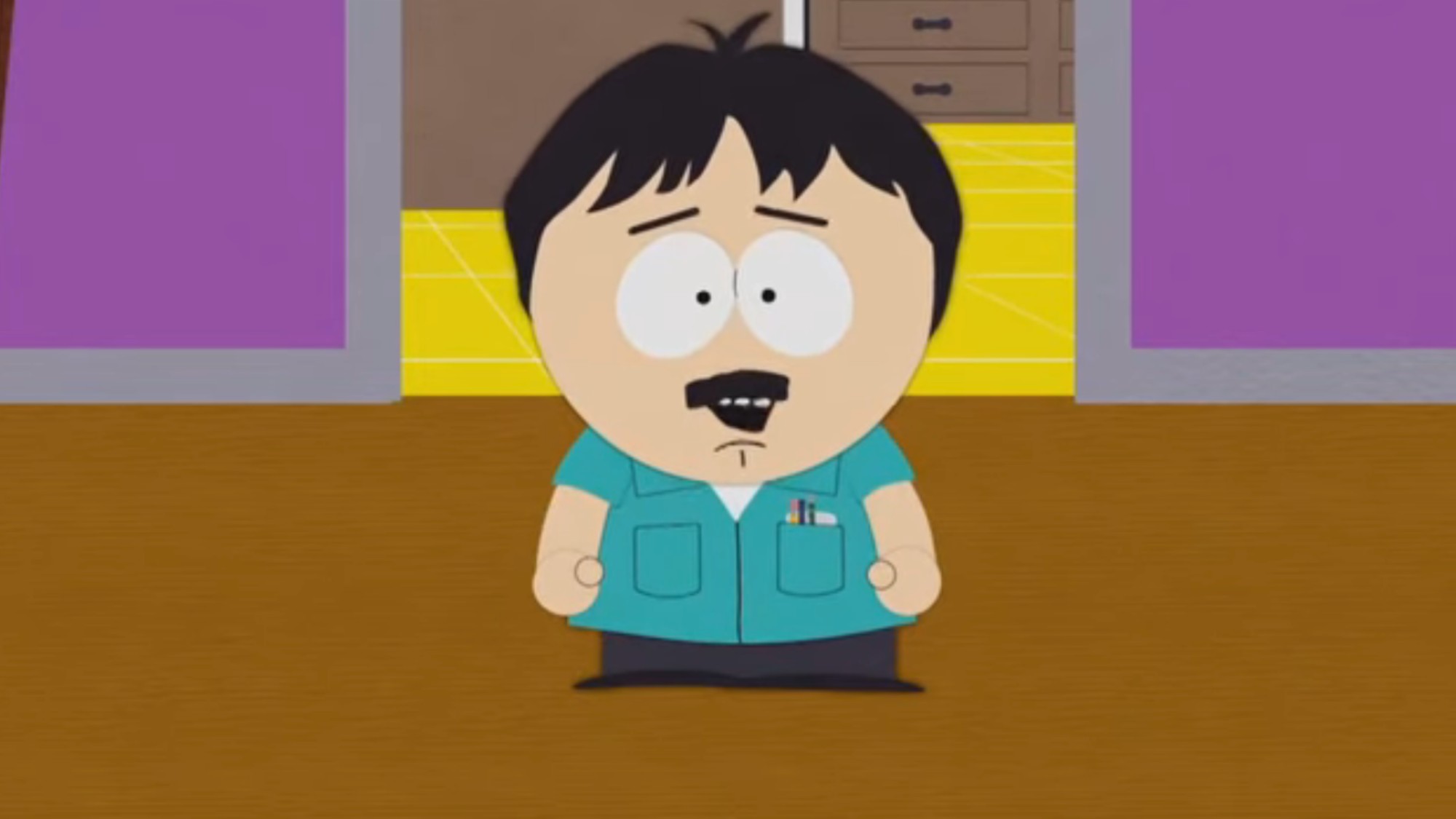 Randy talking to Stan after being turned into a child. He still has his normal voice but he looks like a fourth grader.