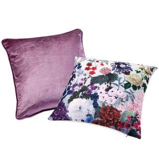 velvet and floral printed cushions