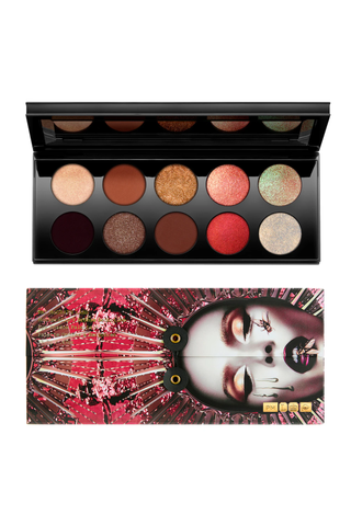 A shimmery Pat McGrath Labs eyeshadow palette set against a white background.