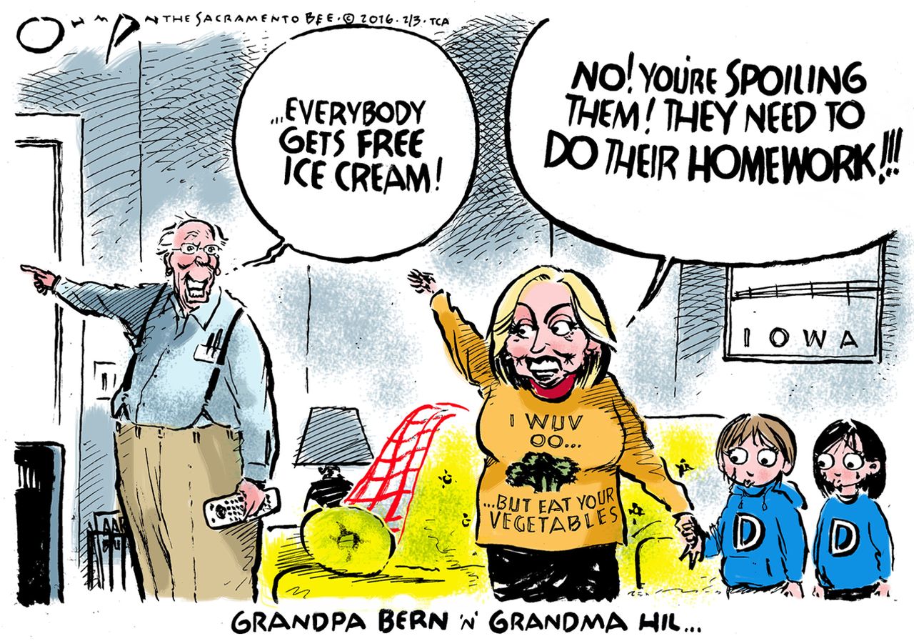 Political Cartoon U.S. Hillary Bernie