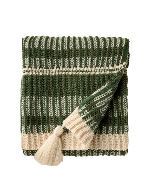 Knit Blanket Green/Sour Cream