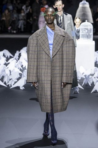 A model walks the runway during the Thom Browne Ready to Wear Fall/Winter 2025-2026 fashion show as part of the New York Fashion Week on February 11, 2025 in New York