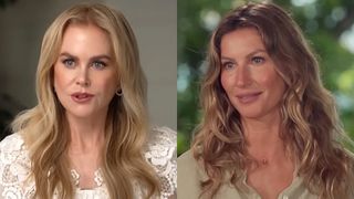 Nicole Kidman and Gisele Bundchen are shown in respective interviews with CBS Sunday Morning.