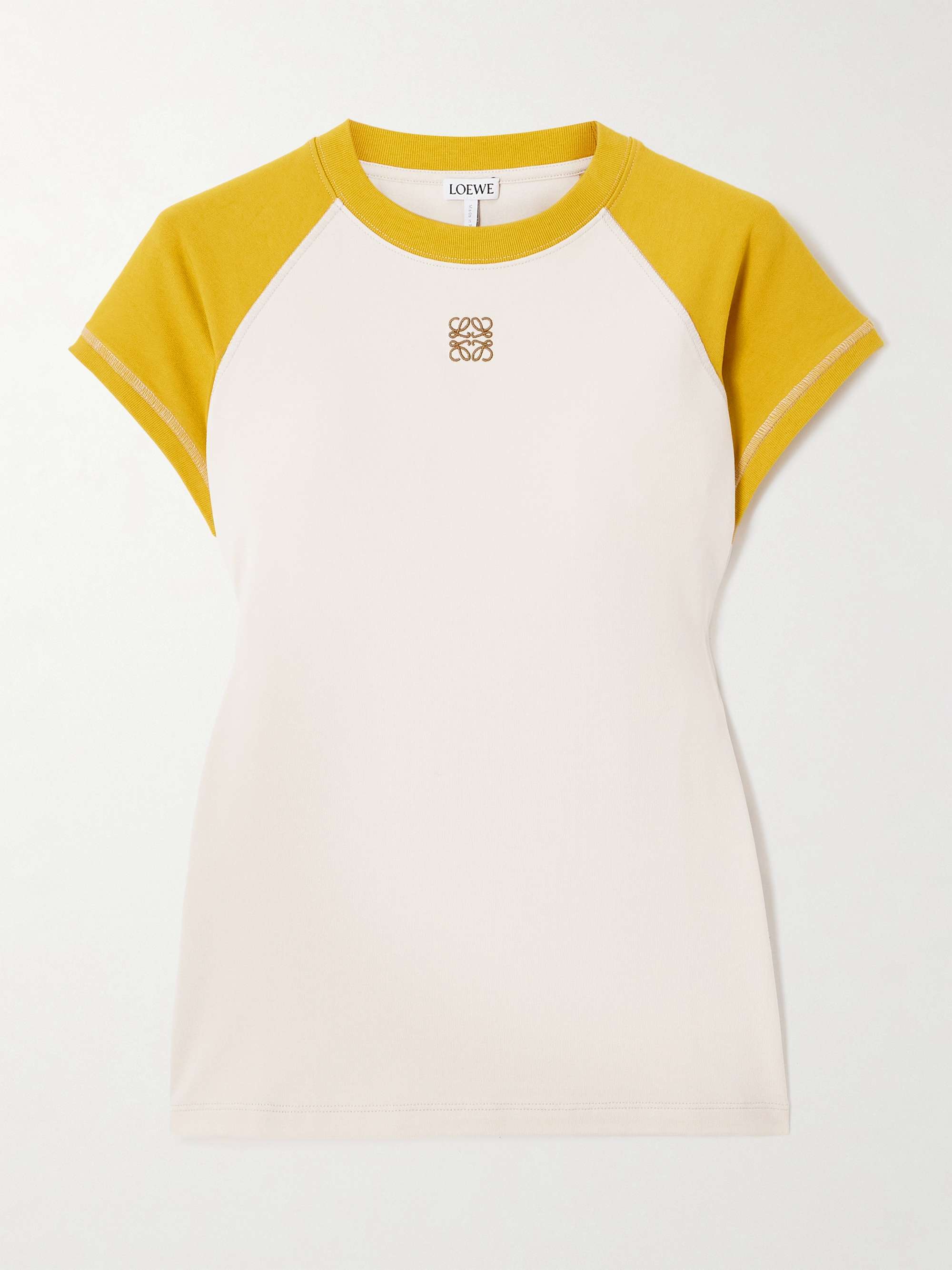 Anagram Embroidered Two-Tone Cotton-Blend Jersey T-Shirt