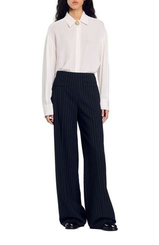 Chalk-Striped Straight-Leg Trousers