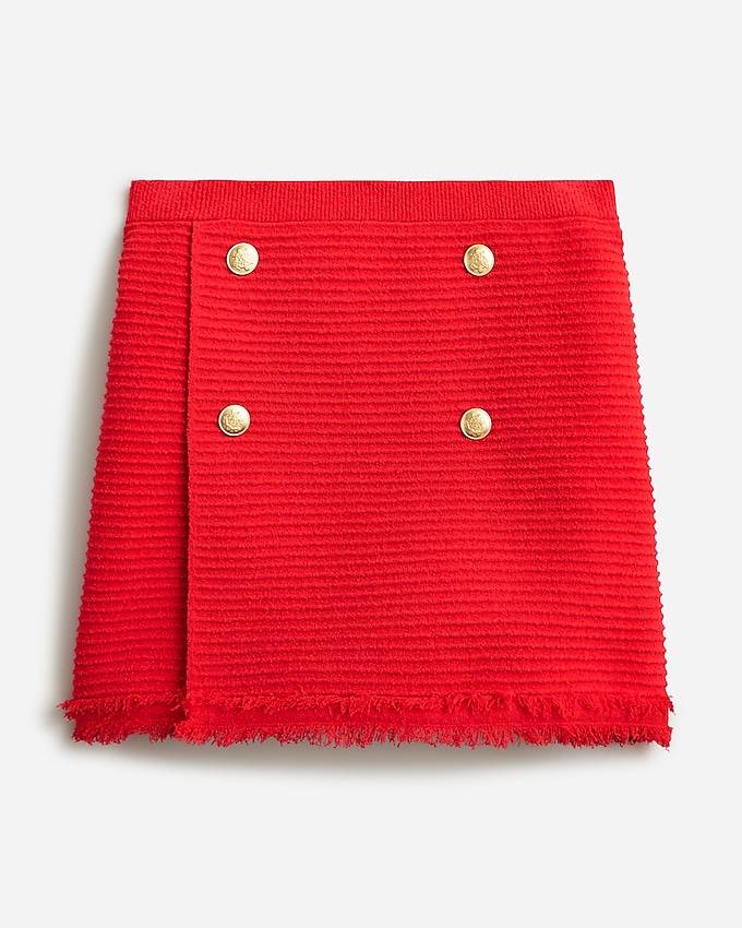 Faux-Wrap Sweater-Skirt in Fine Bouclé