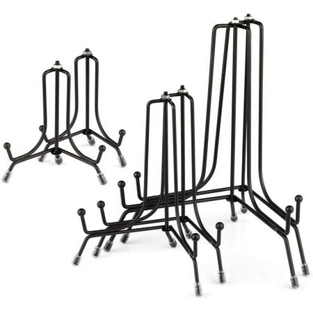 Mocoosy 6 Pack 3 Size Improved Anti-Slip Plate Stands for Display, 4 6 8 Inch Plate Holder Display Stands, Black Iron Wire Easel Frame Stand for Pictures, Photos, Decorative Platter, and Table Art