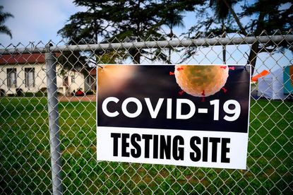 A sign to get COVID-19 testing.