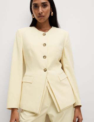 Tailored Collarless Blazer