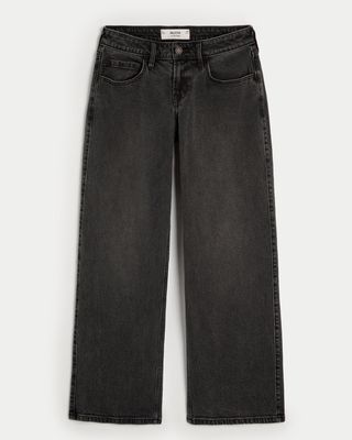 Low rise washed black baggy jeans