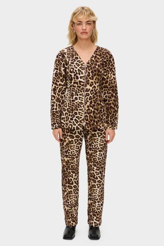 Toni Leopard Print Denim Jacket