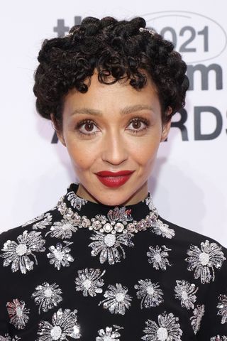 Ruth Negga has a curly pixie cut whilst attending the 2021 Gotham Awards at Cipriani Wall Street on November 29, 2021 in New York City.