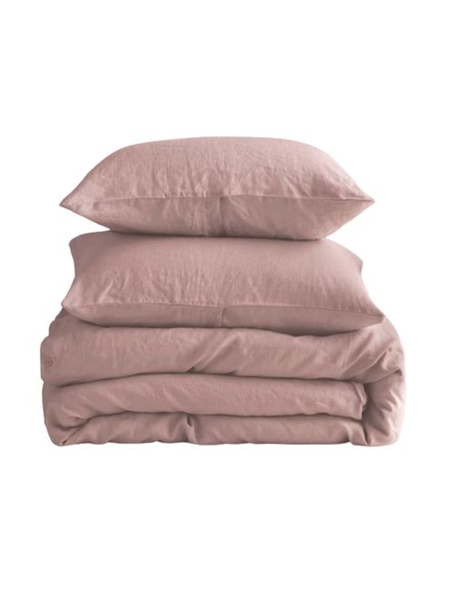 Dusty Mauve European Linen Duvet Cover Set (Queen)