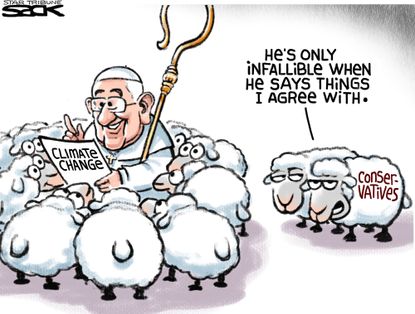 Editorial cartoon World Pope climate change