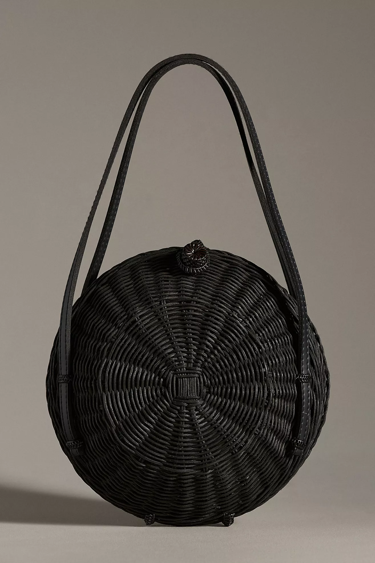 Woven Rattan Round Shoulder Bag