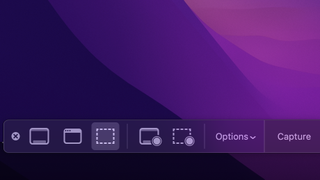 The screenshot menu for MacOS, showing a range of screenshot options