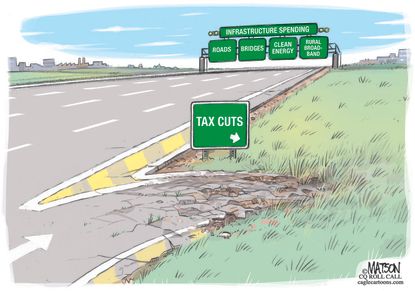 Editorial Cartoon U.S. infrastructure spending tax cuts recovery