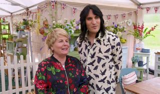 Great British Baking Show Noel and Sandi announcing to the bakers