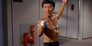 George Takei wielding a sword in Star Trek's The Naked Time episode