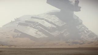 Star Destroyer wreckage on Jakku in The Force Awakens