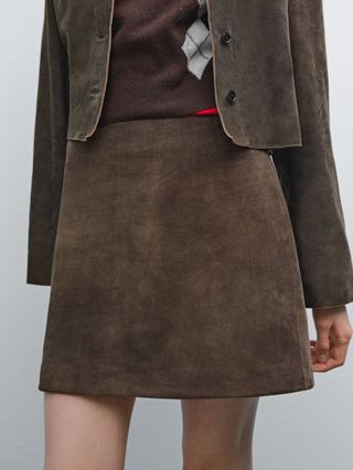 Suede Leather Mini Skirt