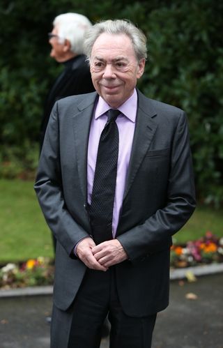 Lord Lloyd Webber arrives for the funeral of Cilla Black at St Mary's Church in Woolton, Liverpool.