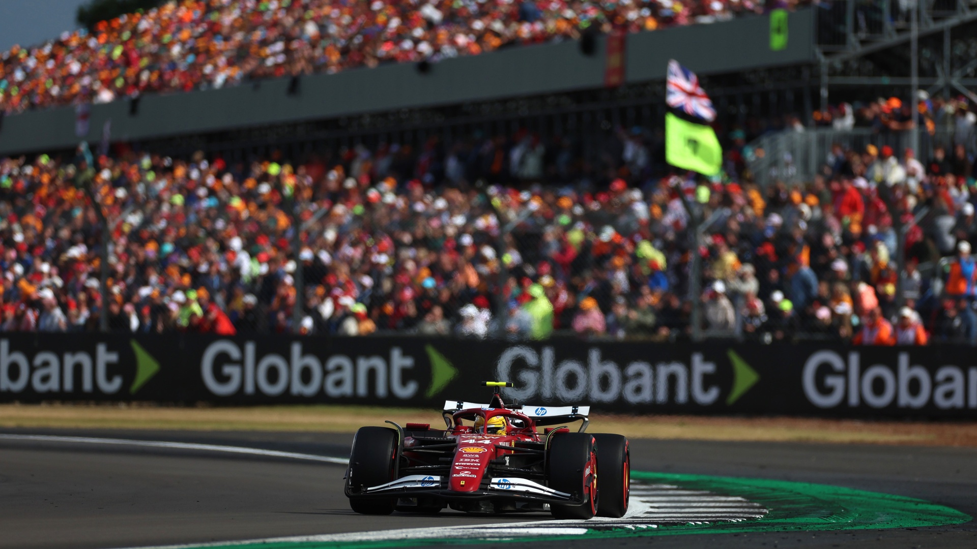 Ferrari's Lewis Hamilton in action at the British Grand Prix