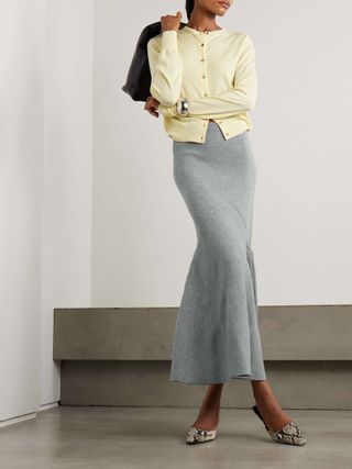 Wool-Blend Midi Skirt