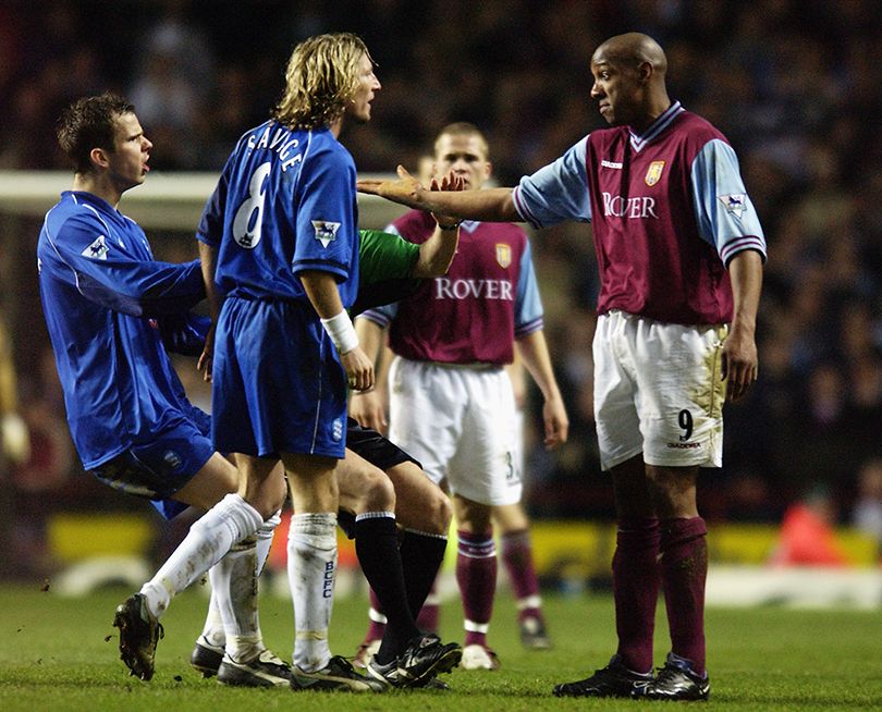 “What are you doing?!” Robbie Savage’s shock when pal Dion Dublin HEADBUTTED him during Aston Villa vs Birmingham City clash