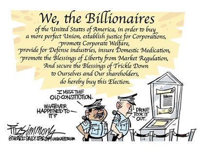 Political cartoon midterm campaign finance billionaires