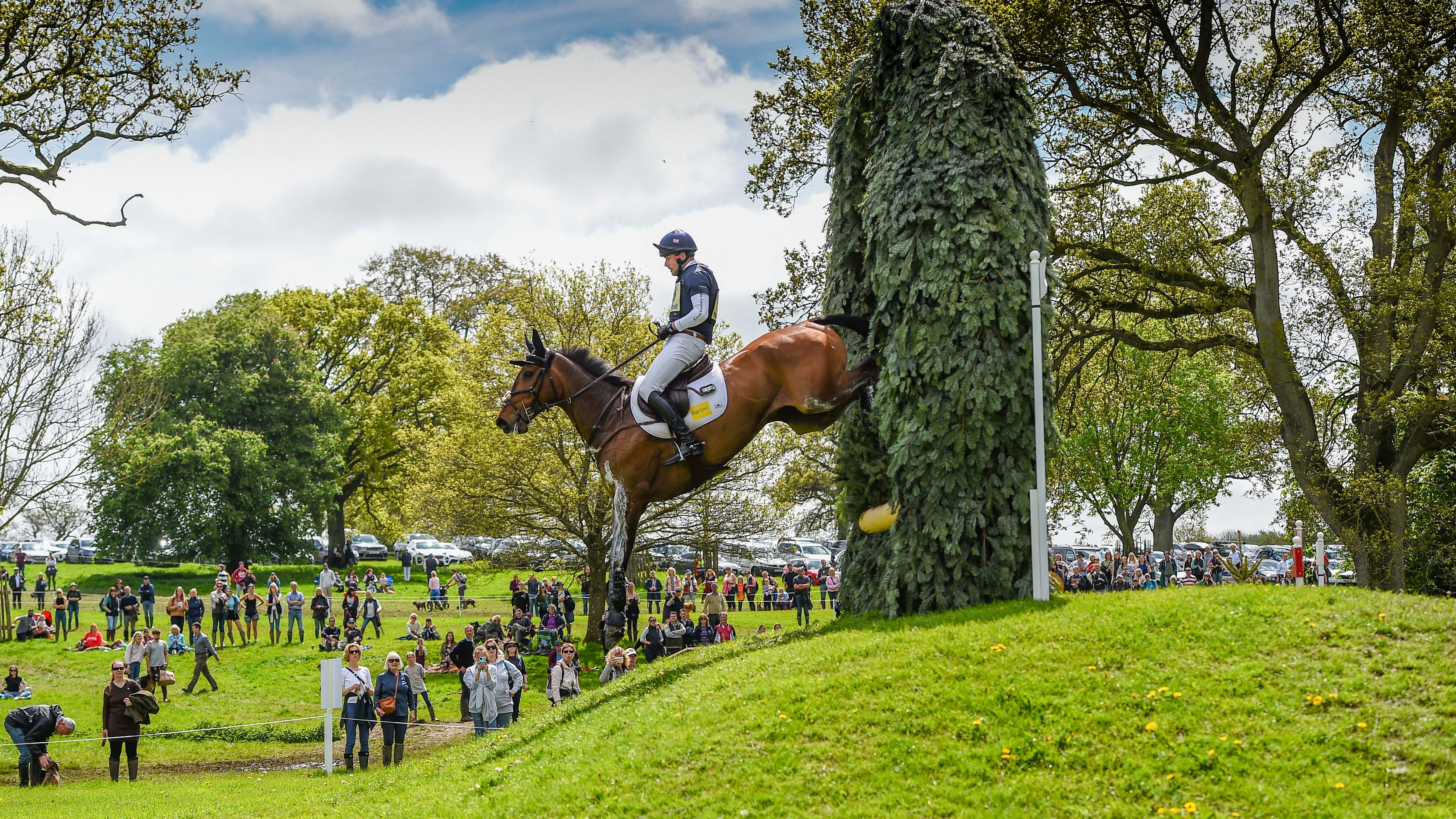 James Rushbrooke on the Badminton Horse Trials cross-country course with Milchem Eclipse