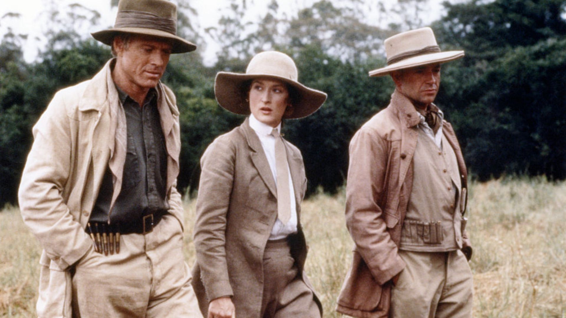 Meryl Streep in the movie Out Of Africa alongside co-star Robert Redford