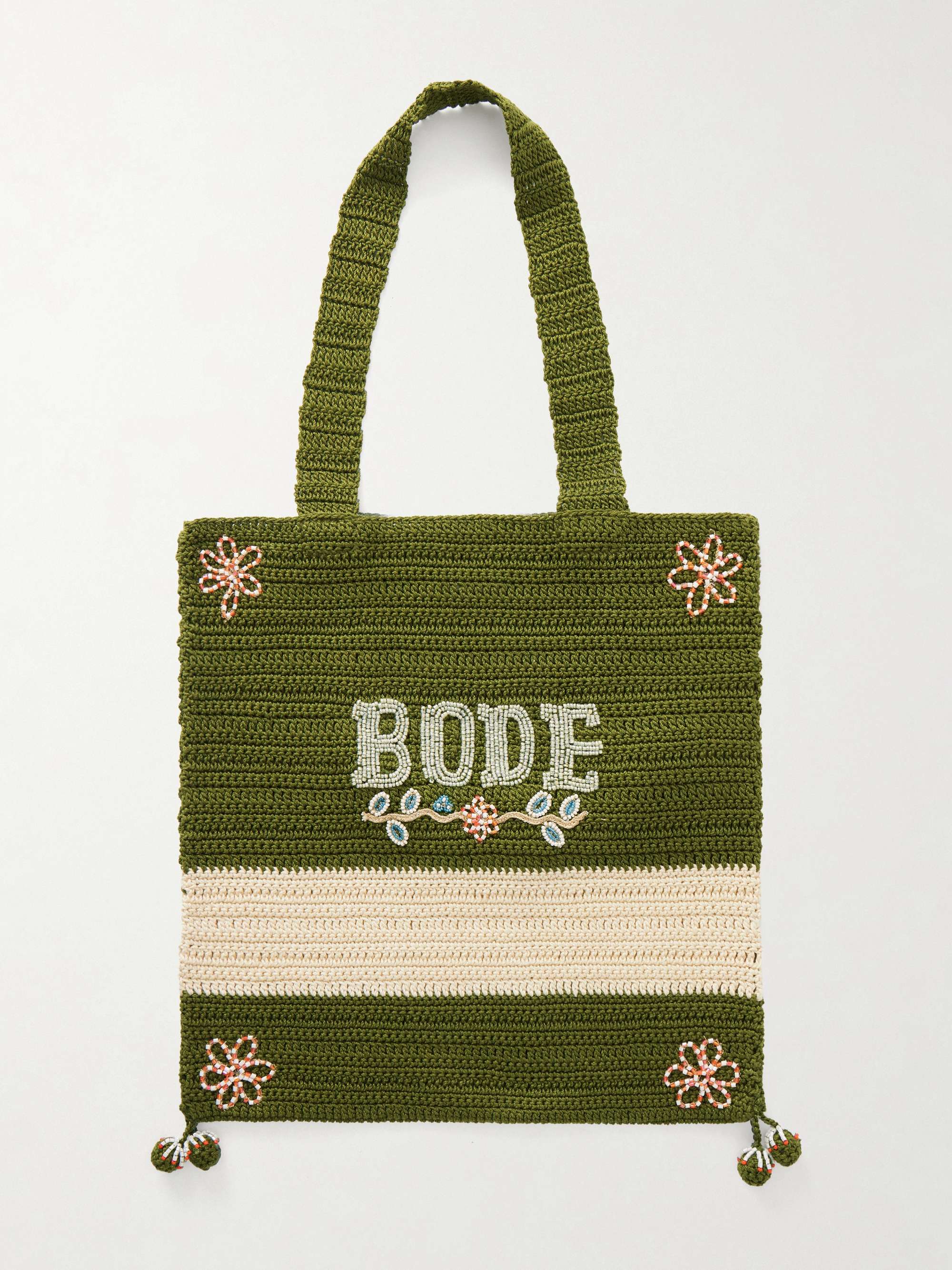 Marsh Embellished Crocheted Cotton Tote