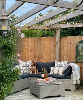 pergola with string lights