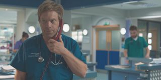 Dylan Keogh on the telephone in this week's Casualty.