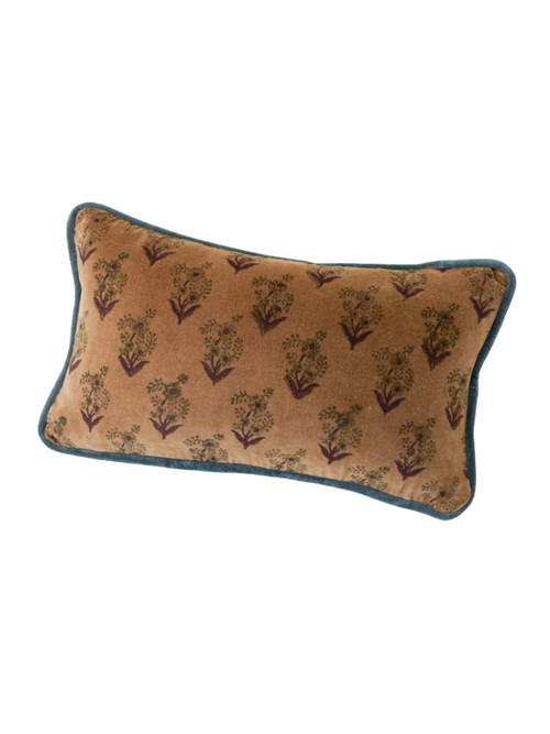 Aster Block Printed Velvet Lumbar Pillow