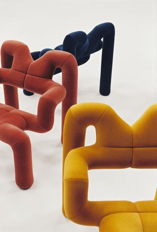 Varier Ekstrem chair in orange, pink and blue