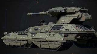An image of the Scorpion tank vehicle from the Halo video games.