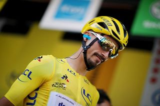 Julian Alaphilippe (Deceuninck-QuickStep) in the yellow jersey at the Tour de France