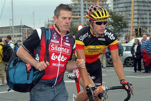 Jurgen Roelandts heads to the podium.