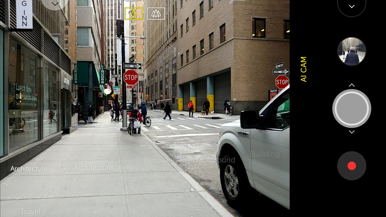 "Architecture, people in the background, travel, building" Some safe, but correct guesses.