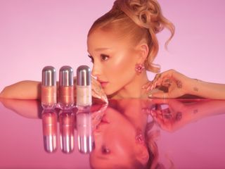 Ariana Grande with new R.E.M. Beauty launches.