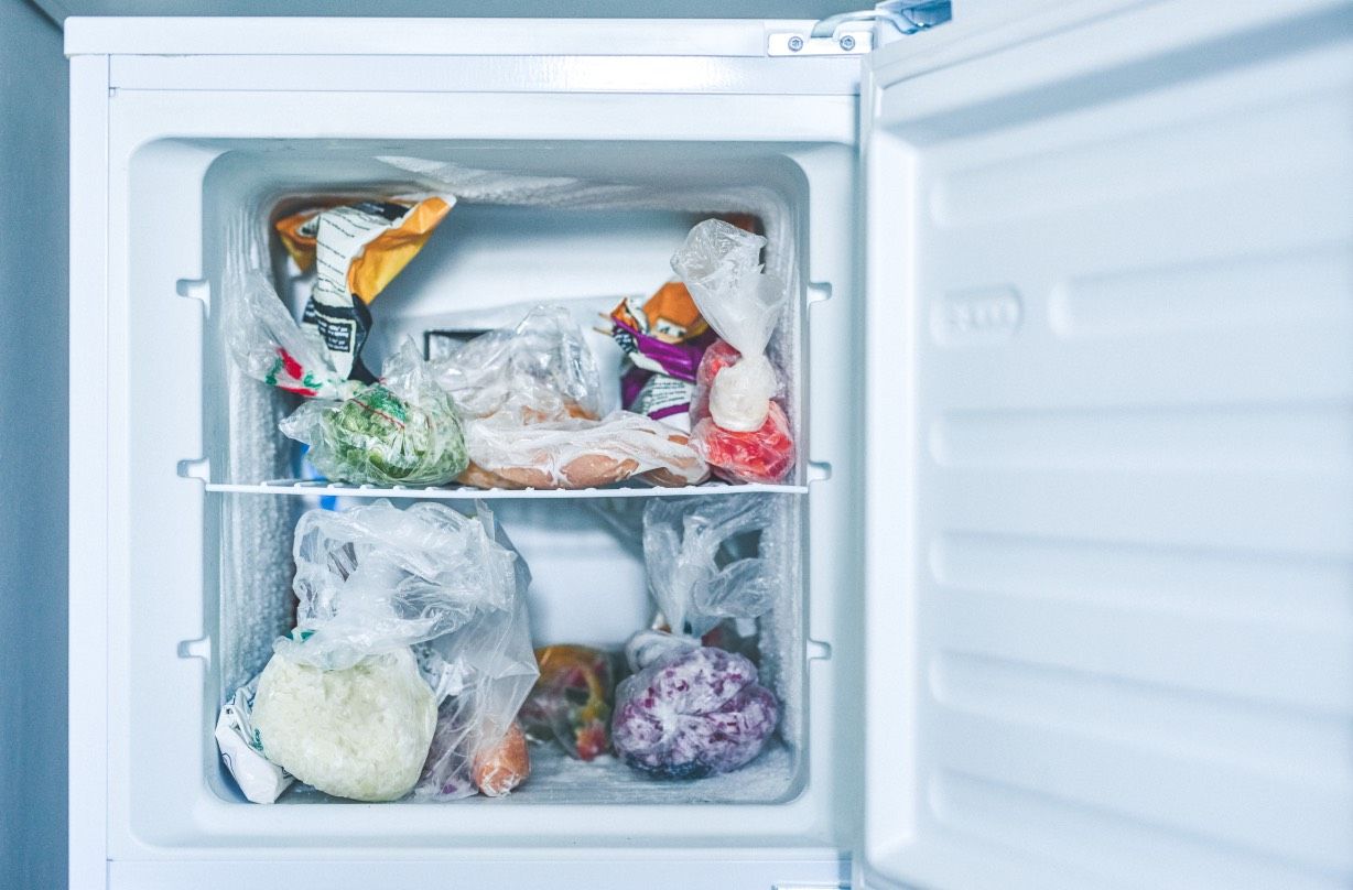 Freezer with food